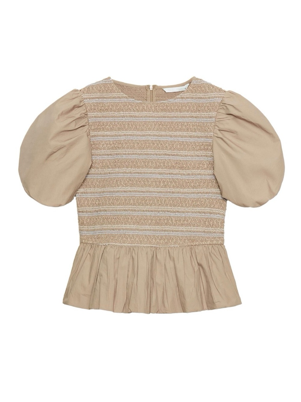 NWT Zara Embroidered Smocked Balloon Top